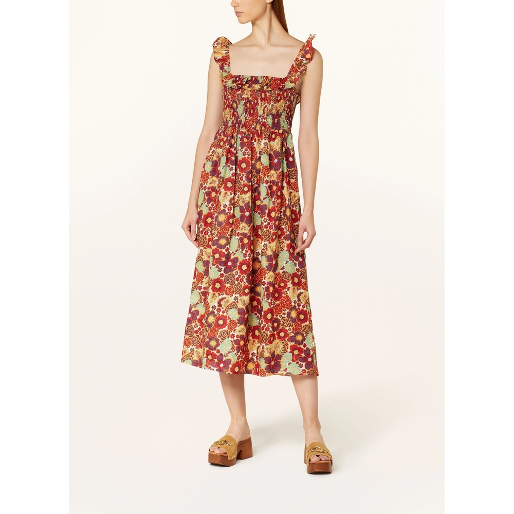 Faithfull The Brand Sameera Midi Dress La‎ Mira Floral Ruby Red XL FF2716-LMR